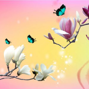 Tranh trang trí hoa và bươm bướm