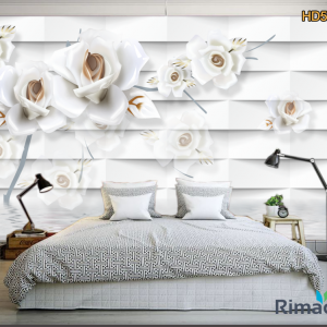 tranh dán tường phòng ngủ hoa hồng bạch kim