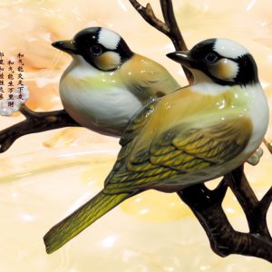 Tranh dán tường 3D đôi chim mùa xuân